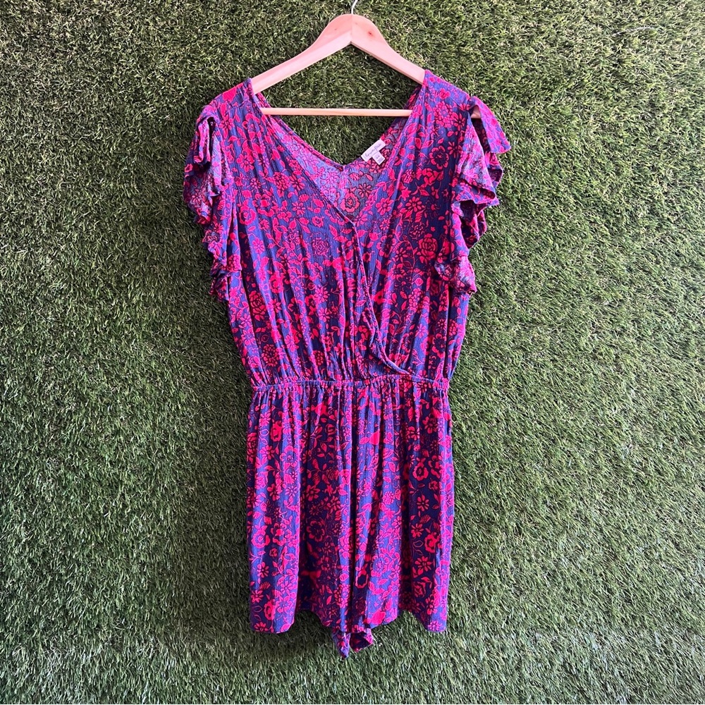 Love Fire Floral Knit Ruffle Sleeve Romper